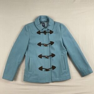 Vintage Gap Wool Blend Toggle Pea Coat Blue Duffle Style Winter Jacket Small